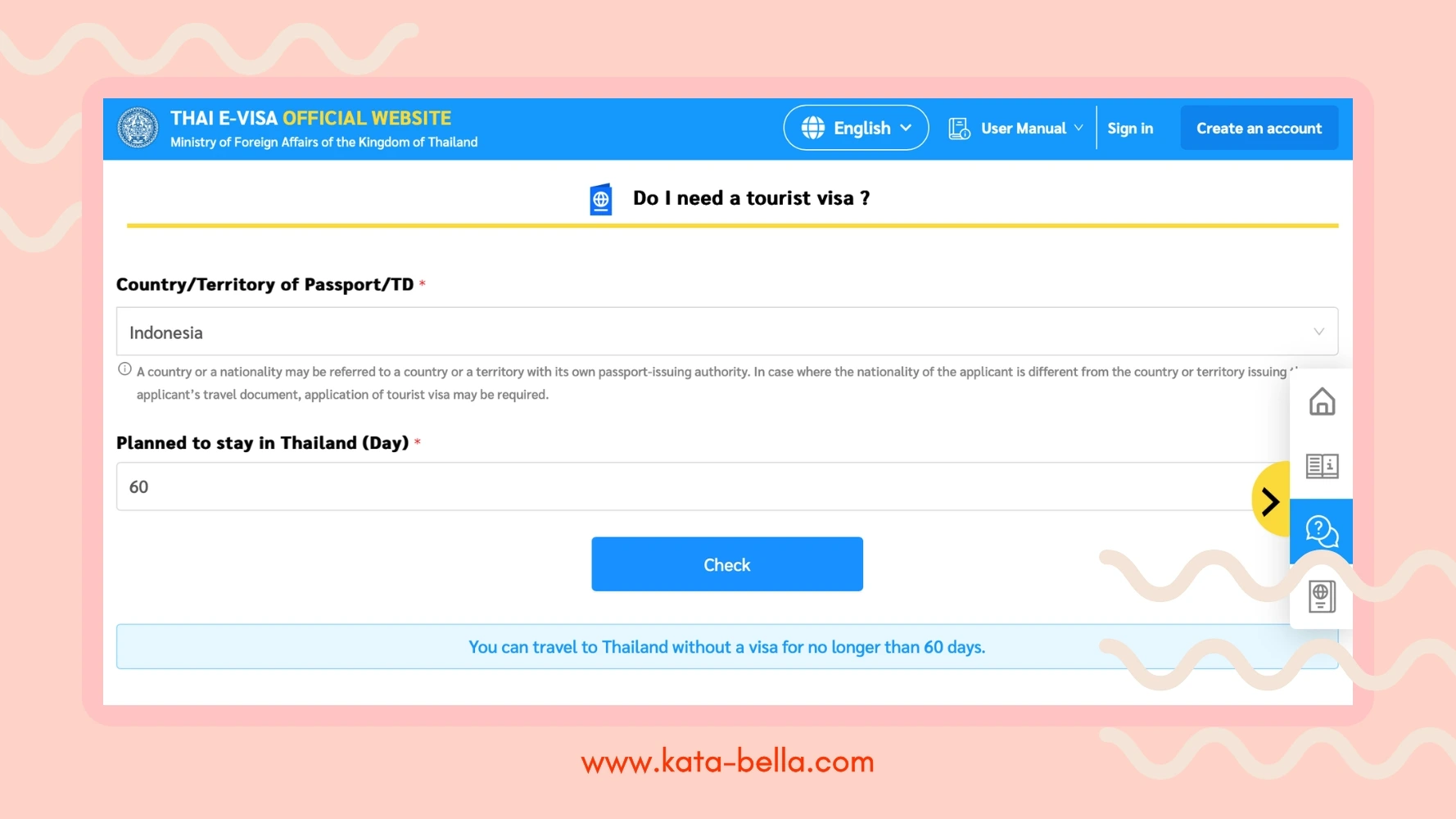 Thai e-visa official website